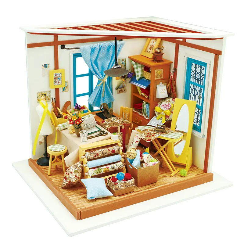 Robotime móveis brinquedos dg101 lisa, alfaiate, diy, casa de bonecas, diy, quebra-cabeça de madeira, miniatura, diy, brinquedos