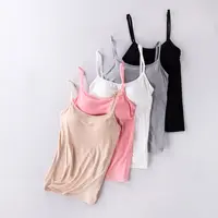 With chest pad Modal bra free text bra cup integrated camisole bottoming shirt ladies plus size camisole