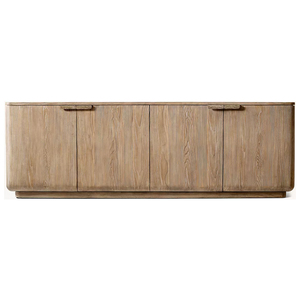 Rh ciro ידידותי לסביבה עמיד טלוויזיה לעמוד שערורייתי מודרני 4 דלתות עץ אלון מוצק קונסולת מחסן רחב העליון עץ טבעי - Product Image 4