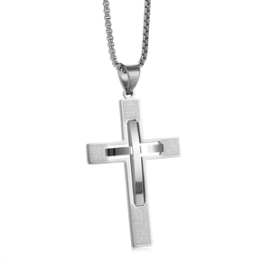 Collar con Colgante <span class=keywords><strong>de</strong></span> Acero Inoxidable 316 con Versículo Bíblico del Padre Nuestro, Cruz Religiosa, Joyería Fina <span class=keywords><strong>de</strong></span> Moda para Hombre - Product Image 3