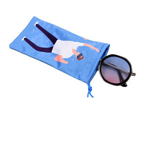 Pochette pour lunettes de soleil en microfibre réutilisable Bestclean, à cordon de serrage d'un côté, avec impression de dessin animé, logo personnalisé - Product Image 1