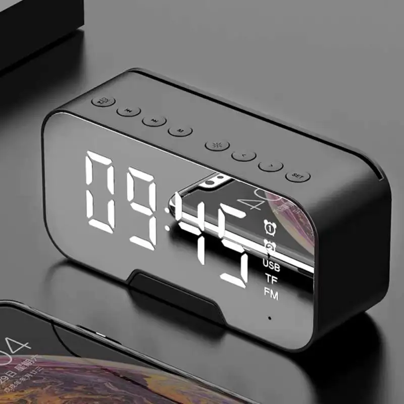 Smart Alarm Clock Mirror Dual Alarm Clock Bluetooth Speaker LED Digital Display Wake Up Table Clock Home Decoration speaker