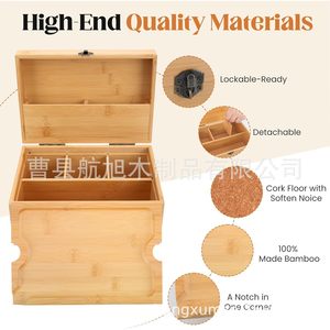 Bamboo Tobacco Storage <b>Box</b> With Glass Jars And <b>Rolling</b> <b>Tools</b> For Home Use And Gifting - Product Image 2