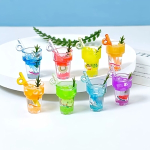 High Quality Luminous Resin Crafts Resin Keychain Pendant Resin Milk Tea Cup Pendant for Decoration