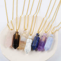 Pendentif diffuseur d'huiles essentielles en acier inoxydable plaqué or 18 carats, étanche, avec cristal de guérison, flacon de parfum en cristal, collier