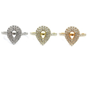 Fabricant chinois Vente en gros Or blanc 18 carats Diamant véritable Forme de poire Solitaire Bague de fiançailles semi-montée en grosse pierre pour femme - Product Image 4