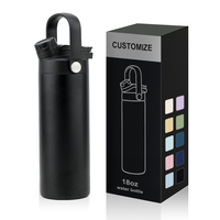 Bouteille d'eau isotherme en acier inoxydable 4-en-1 de 530 ml avec couvercle, bec verseur et paille, personnalisable avec logo, idéale pour les enfants à l'école ou comme cadeau