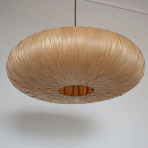 Lampe suspendue en placage de bois de style japonais, diamètre 50cm 60cm, design rustique pour la maison, restaurant, hôtel, chambre à coucher - Product Image 5