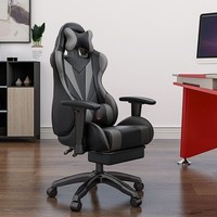 Chaise de jeu de course de joueur de bureau la moins chère avec repose-pieds et bande lumineuse RVB de massage en option et fonction Bluetooth