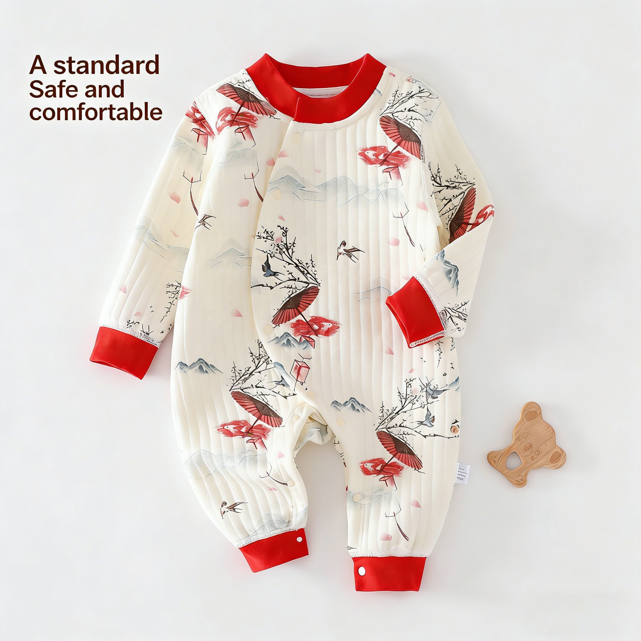 ORANGLES Warm Cartoon Baby Jumpsuit – Autumn Winter Unisex Baby Romper for Newborns & Kids - detailed closeup view - Image 3 of 4 | great for travel | Texas | Free Shipping ORANGLES