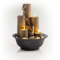 Fontaine de table avec 3 bougies, Mini cascade pour les espaces intérieurs, fonction d'eau de Relaxation