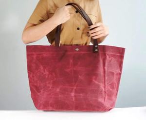 Bolsa de Viaje de Lona Encerada Vintage con Asa de Cuero, Bolsa de Hombro Extra Grande para Mujer - Product Image 5