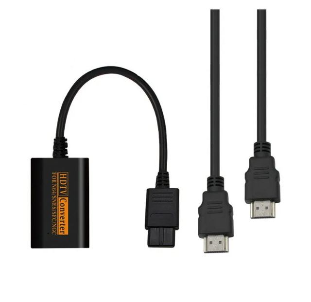 Converter High-definition Conversion to Video Game Console Conversion Convenient for N64 Snes Ngc Sfc Adapter Black