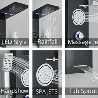 Panneaux de Douche LED Muraux Inox Vente Chaude Colonne Cascade Luminaires Chrome Laiton Céramique Ensemble Salle de Bain