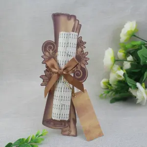 Marrón árbol de amor de pergamino de papel rústico casa creativa calentamiento ceremonia tarjetas de invitación