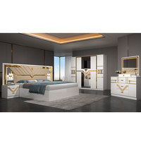 Nouvelle collection 2026 : Suite de chambre à coucher moderne de luxe en bois et cuir, ensemble complet 5 pièces en MDF, mobilier de chambre à prix abordable