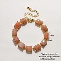 Pulsera de Cristal Natural Curativo al por Mayor, Pulsera de Eslabones con Marco Dorado y Piedras Preciosas Facetadas Rectangulares, Joyería para Mujer, Regalos para Fiestas