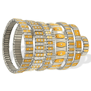 Tennis <b>Bracelet</b> Set Women's Two Tone Gold Silver Rhinestone Elastic Geometric Party Jewelry <b>Crystal</b> Channel Setting Fashion - Product Image 5