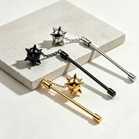 Bijou de piercing corporel tendance en acier inoxydable 316L, barbell d'oreille droite Trident de Neptune et Marteau de météore