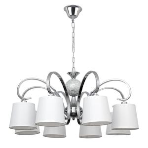 Lampe chromée avec abat-jour blanc, 8xe14, dimensions 50-70x78d, idéale pour éclairer et décorer les espaces intérieurs. - Product Image 1