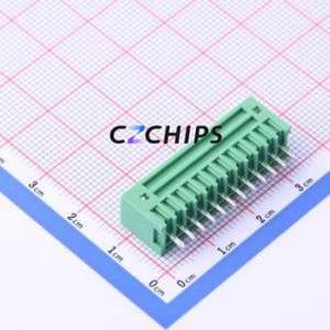 DB2EVC-2.54-12P-GN Plug-in Terminal Block Through hole,P=2.54mm Connector Board-to-Board / Socket - Closed 1x12P 2.54mm Green - Product Image 2