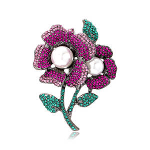 Broche de Perlas de Aleación de Alta Calidad Unisex, Broche de Flores de Lujo Estilo Coreano, Joyería para Cuello, Broches Chapados en Oro para Bodas y Fiestas - Product Image 4