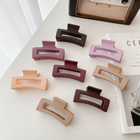 Coréen de haute qualité en gros femmes acrylique couleur unie givré mat en plastique rectangle pinces à cheveux