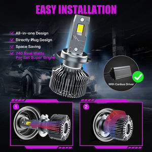 X-7SEVEN <span class=keywords><strong>Ares</strong></span> 240W 65000LM H7 H11 9005 9006 H4 H13 9004 9007 Kit de conversion LED H4 H7 H11 Phare de voiture pour tous les véhicules - Product Image 4