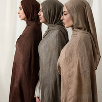 Hijab de luxe en viscose douce malaisienne, foulard uni à franges, châles en rayonne froissée, hijabs tie-dye pour femmes musulmanes