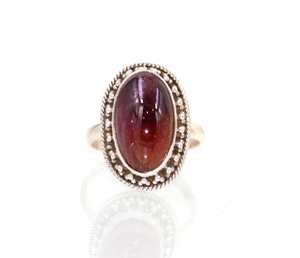 Bague fine en argent sterling 925 avec pierre précieuse cabochon de tourmaline rose naturelle - Product Image 2