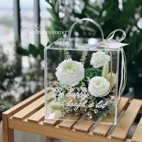 Premium Bloemenbox Eeuwige Rozen Acryl Home Decor Draagbare Geconserveerde Geschenken