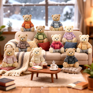 <b>Cute</b> Plush Teddy <b>Bear</b> Sweater Fabric Resin Home Office Car Decoration Item Cultural and Creative Trendy Toy Gift Wholesale - Product Image 3