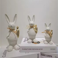Décoration Lapin Mignon Blanc en Céramique Printemps Pâques