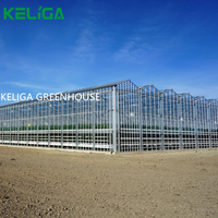 Keliga Serre en verre intelligente Plantation agricole Serre à travée multiple à usage commercial avec système de pare-soleil