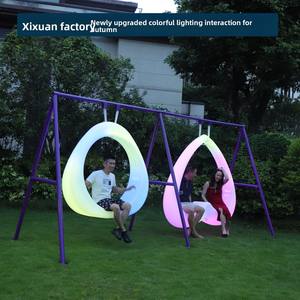 Trendy Blauwe Binnen/Buiten Schommelstoel Hartvormige Gloeiende Schommel Voor Volwassenen Kinderen Schilderachtige Plekjes Herbergen Villa Tuin Binnenplaats - Product Image 5