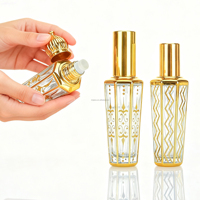 Bouteilles de rouleau de parfum d'huile essentielle de 15ml avec le rouleau pour le verre de galvanoplastie d'or d'huile essentielle de verre personnalisé de luxe