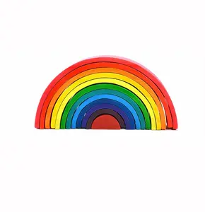 Holzstapel und Zähl becher Kreative DIY Holz Regenbogen gestapelte Balance Blöcke Spielzeug für Kinder Kinder