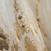 COSENNATUR Tissu de rideau en damassé floral brodé 100% polyester, doux, léger, lavable en machine