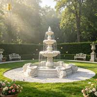 Fontaine en marbre blanc RELONG, style européen, sculptée à la main, personnalisable pour parc extérieur et jardin