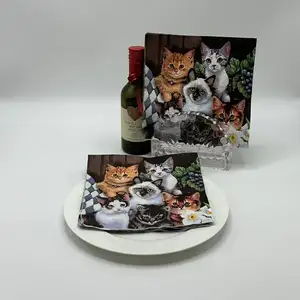 Party Tissues Eco-friendly Printed Art Tissues Small Flower Cat Style Table Tissues