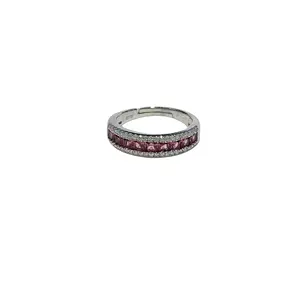 Silver high-end jewelry rings Aluminum Magnesium garnet Gemstone row diamond ring Stackable wear adjustable waterproof ring