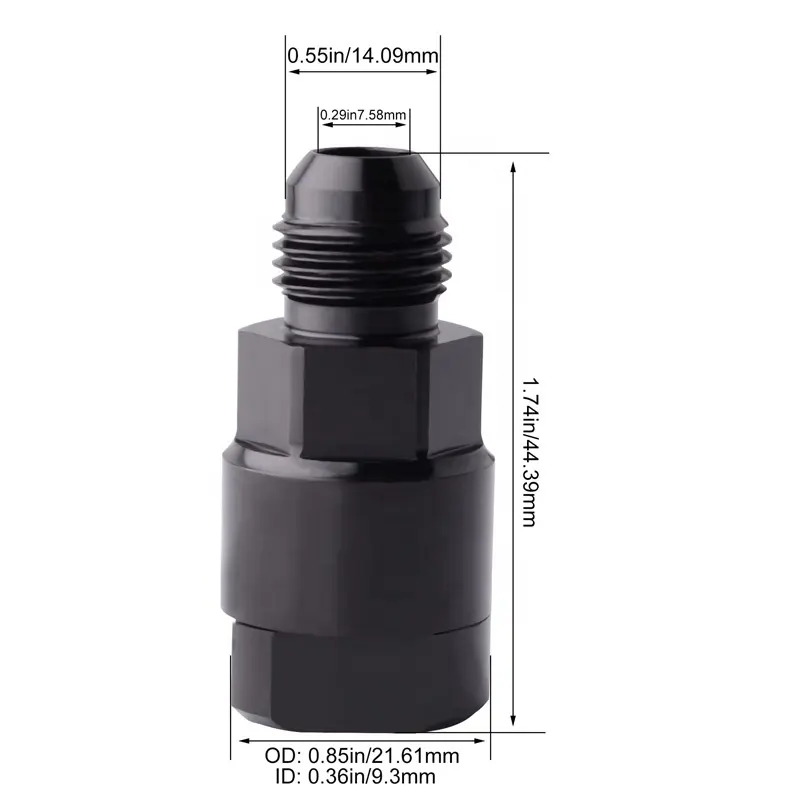 6 AN Male to 3/8" Quick Disconnect Push Hardline Fitting Adapter