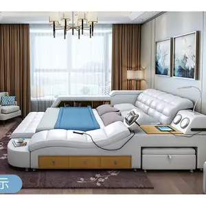 आधुनिक multifunctional मालिश चमड़े के बिस्तर के साथ स्पीकर और भंडारण फर्नीचर