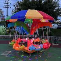 Nouvelle machine de manège électrique rotative à 360° pour enfants, mini carrousel, balançoire, 6/8 places, avec parapluie, thème avion