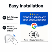 Carte de commentaires Google NFC avec puce NTAG213, support adhésif, texte personnalisé en anglais/espagnol/portugais/français/italien/allemand pour les entreprises