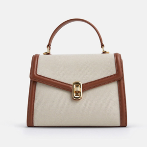Sac bandoulière personnalisé, sac à main en cuir PU et toile pour femme, sac à main tendance pour femme - Product Image 1
