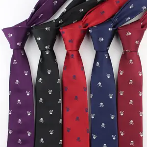 Formal estrecha tamaño corbata novio Caballero, hombres cráneo parte de poliéster de seda horrible Gravata Slim flecha corbata