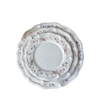 Nouvel Arrivage – Ensemble de Vaisselle en Céramique Florale Gaufrée Style Français – Assiette Créative Multi-usages pour Desserts et Gâteaux