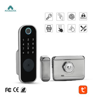 Serrure intelligente extérieure étanche Wi-Fi avec stockage cloud, en alliage d'aluminium, pour portes en verre/bois, TTlock Tuya, double empreinte digitale et code automatiques