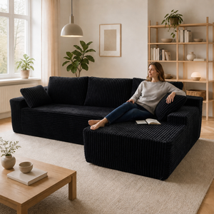 Sofá Seccional Modular Moderno de 96 Pulgadas, Tipo Nube, Sin Estructura, <span class=keywords><strong>en</strong></span> Forma de <span class=keywords><strong>L</strong></span>, con Chaise Longue, para Sala de Estar, Venta al por Mayor, Sofá de Compresión - Product Image 4
